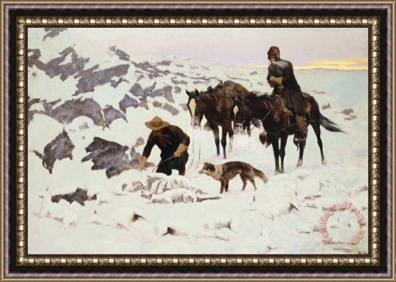 Frederic Remington The Frozen Sheepherder Framed Painting