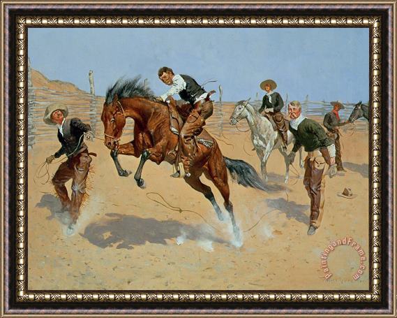 Frederic Remington Turn Him Loose Framed Painting
