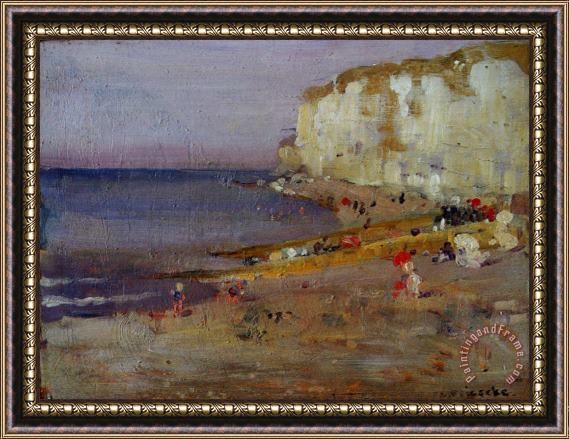 Frederick Carl Frieseke On The Beach at Dieppe Framed Painting