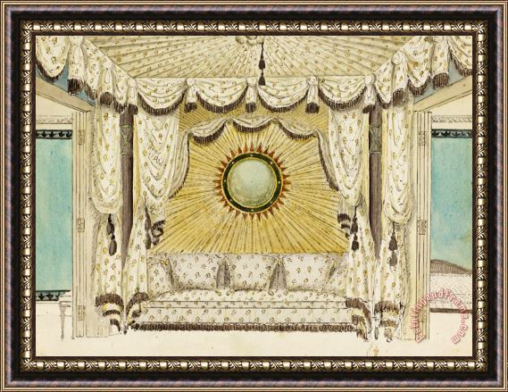 Frederick Crace Design for Bed with Tented Alcove, Probably for The Prince of Wales's Bedroom Or Boudoir, Royal Pavi... Framed Print