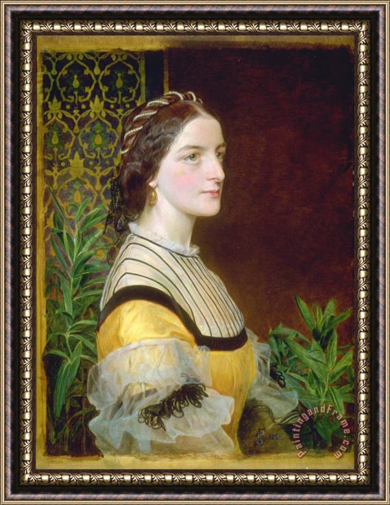 Frederick Sandys Portrait of a Lady, Probably Anne Simms Reeve of Brancaster Hall, Norfolk Framed Painting