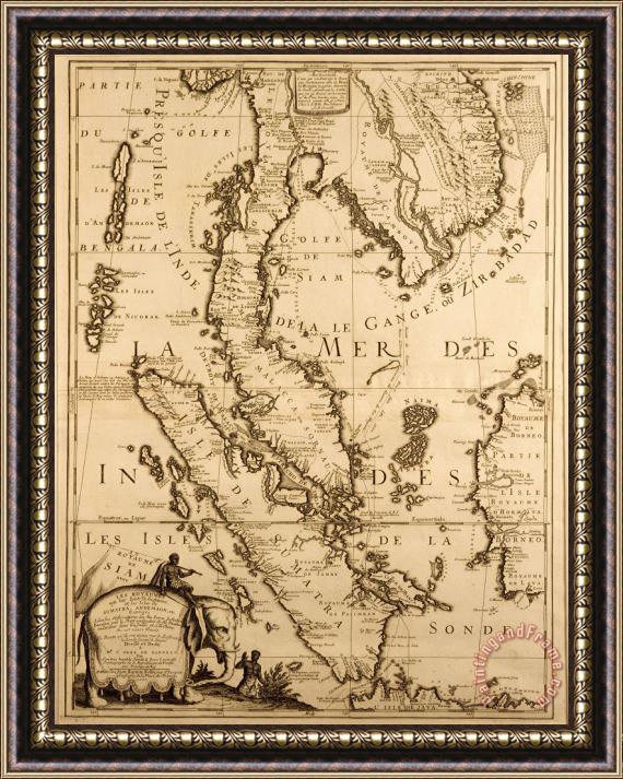 French School Antique Map of South East Asia Framed Print