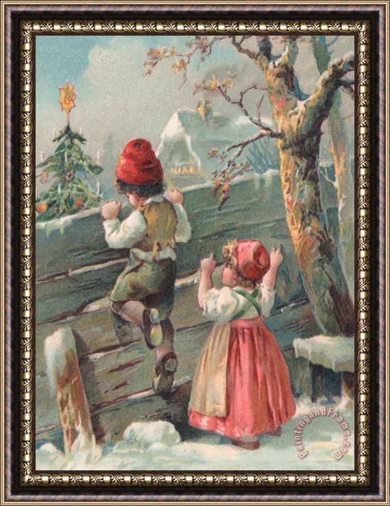 French School Christmas Card Framed Print