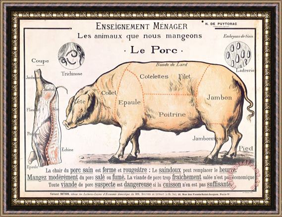 French School Cuts of Pork Framed Painting