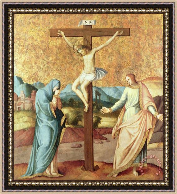 French School The Crucifixion with the Virgin and St John the Evangelist Framed Painting