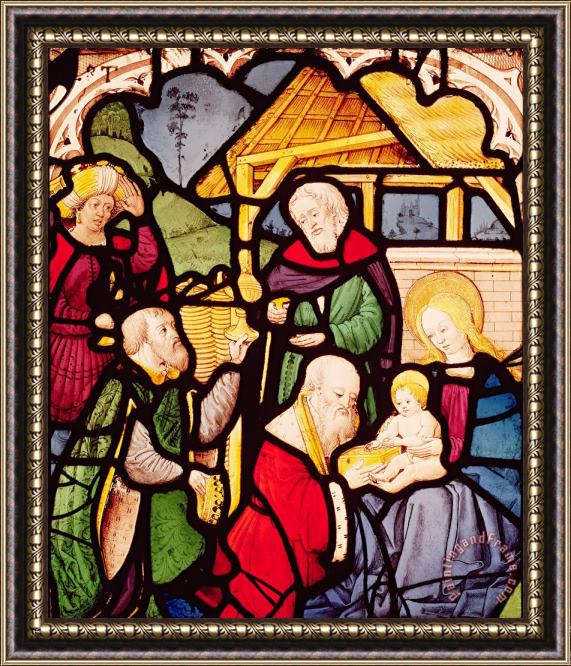 French School Window depicting the Adoration of the Magi Framed Painting