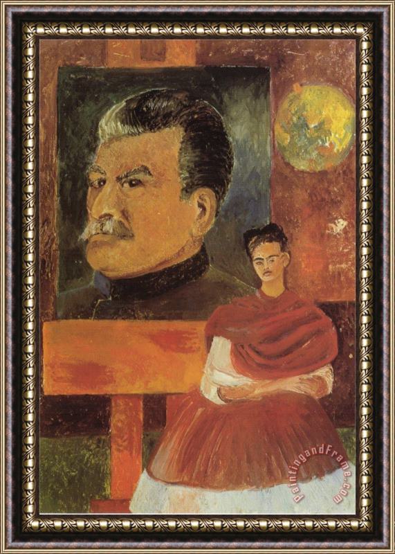 Frida Kahlo Self Portrait with Stalin 1954 Framed Painting