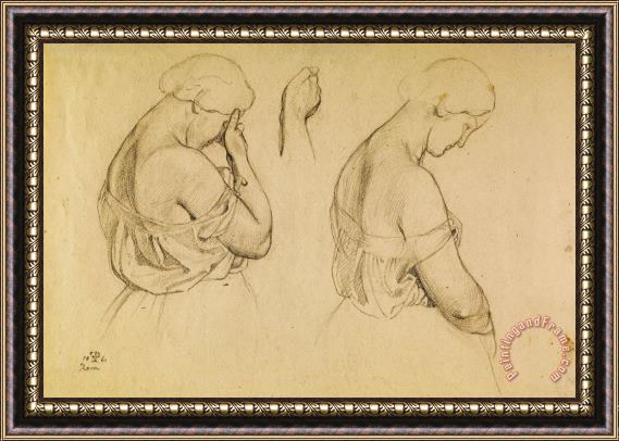 Friedrich Preller Two Female Figures in Half Length And a Study of a Hand Framed Painting