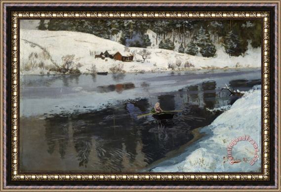 Frits Thaulow Winter at The River Simoa Framed Print