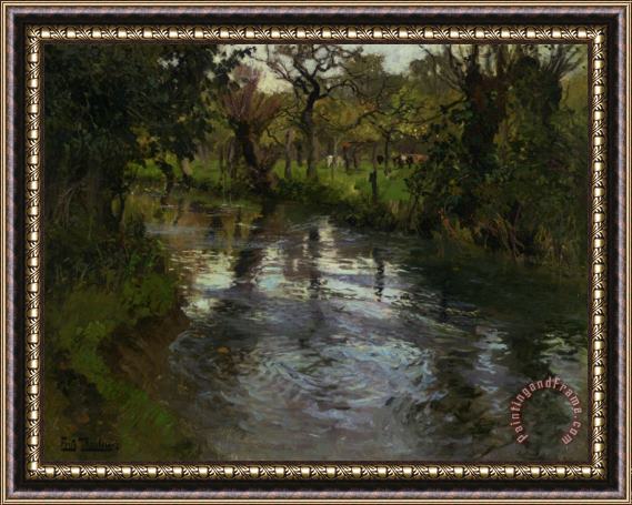 Fritz Thaulow On The Banks Framed Painting