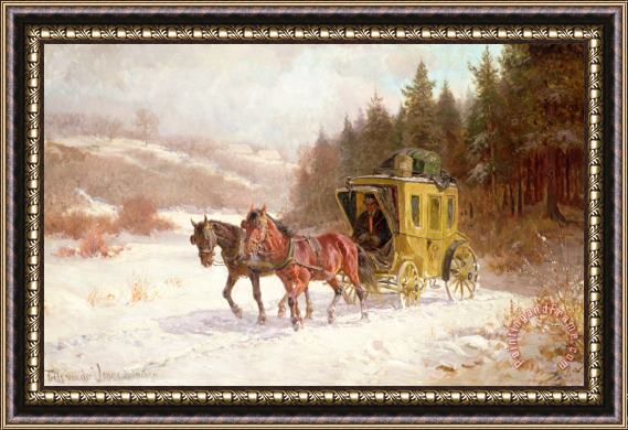 Fritz van der Venne The Post Coach in the Snow Framed Painting