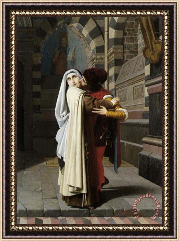 Gabriele Castagnola The Embrace of Fra Filippo Lippi And Lucrezia Buti Framed Painting