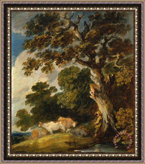 Gainsborough Dupont A Wooded Landscape with Cattle And Herdsman Framed Print