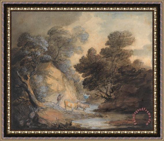 Gainsborough, Thomas Cattle Watering by a Stream Framed Painting