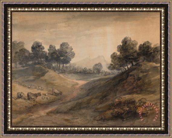 Gainsborough, Thomas Landscape And Cattle Framed Painting