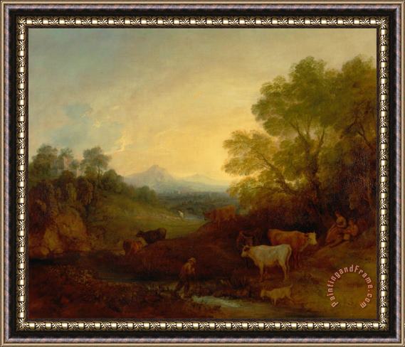 Gainsborough, Thomas Landscape with Cattle Framed Painting