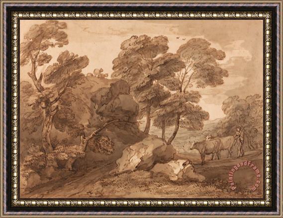 Gainsborough, Thomas Landscape with Cows Framed Painting