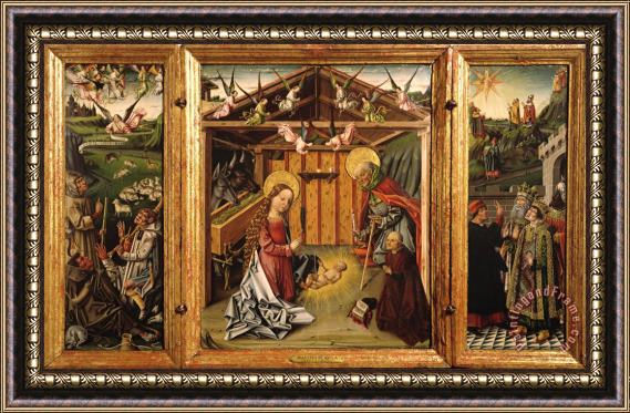 Garcia Del Barco Triptych of The Nativity Framed Painting