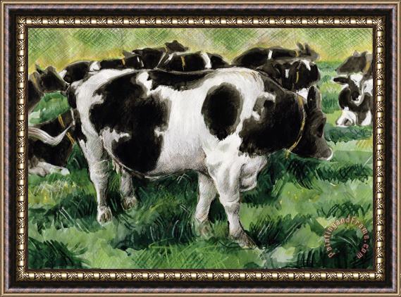 Gareth Lloyd Ball Friesian Cows Framed Print