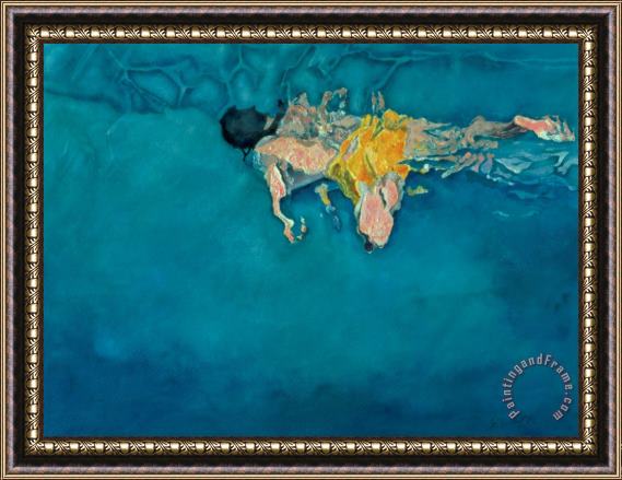 Gareth Lloyd Ball Swimmer in Yellow Framed Painting