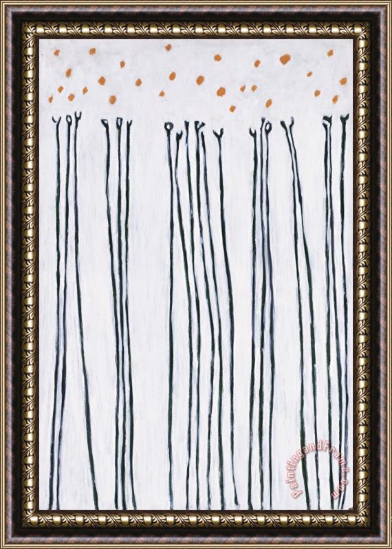 Gene Davis Black Flowers Framed Painting