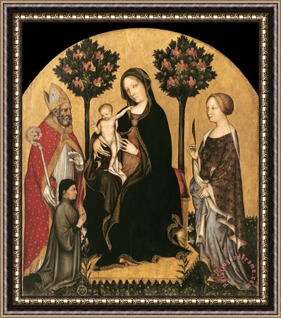 Gentile da Fabriano Mary Enthroned with The Child, Saints And a Donor Framed Painting
