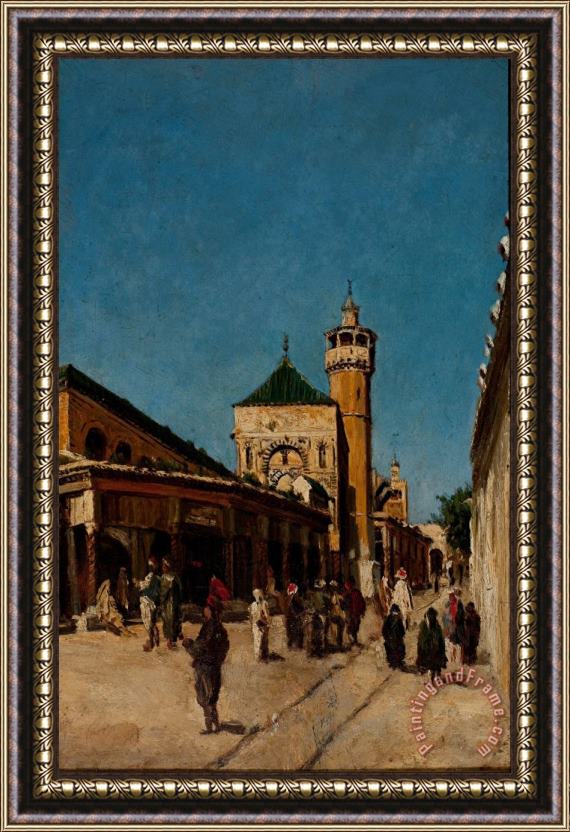 Georg Grimm Street in Tunis Framed Painting