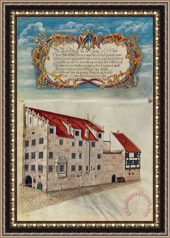 Georg Strauch  The Nuremberg Residence of The Derrer Family Framed Painting