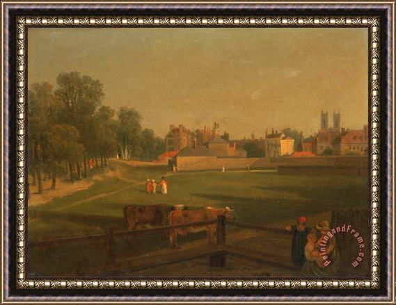 George Arnald A Western View of Part of Westminster And Bird Cage Walk Taken From The Mill House..., Framed Print