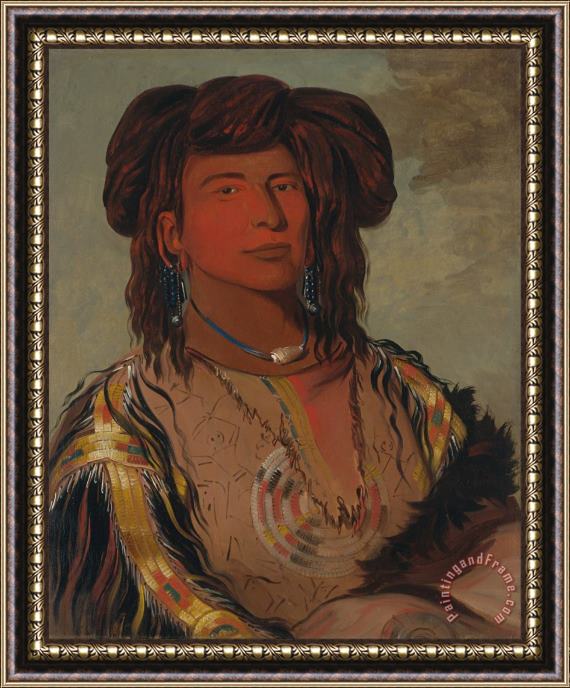 George Catlin Ha Won Je Tah, One Horn, Head Chief of The Miniconjou Tribe Framed Painting