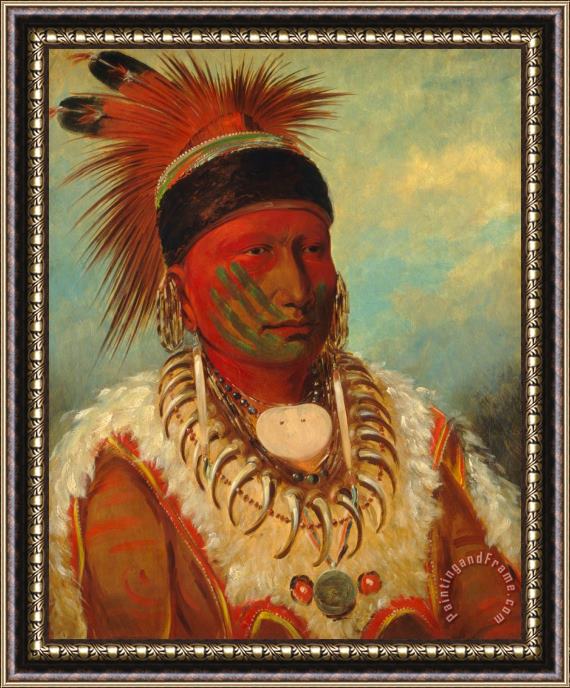 George Catlin The White Cloud Head Chief Of The Iowas Framed Painting