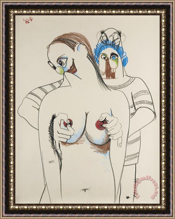 George Condo Double Figure Composition, 2006 Framed Painting