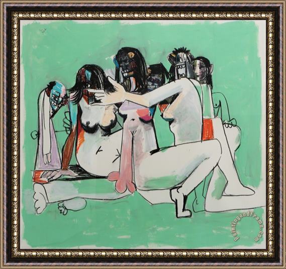 George Condo Green Orgy Composition, 2005 Framed Painting