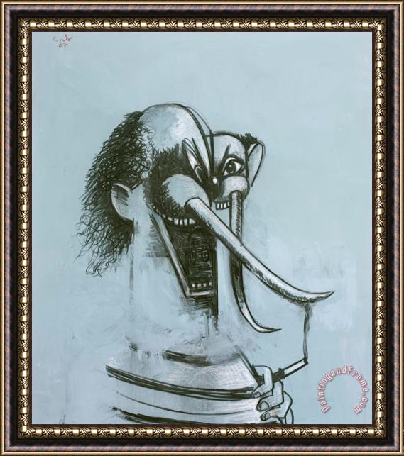 George Condo Modern Cave Man Framed Painting