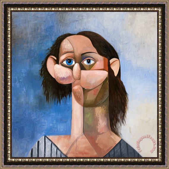 George Condo Monolithic Head Framed Painting