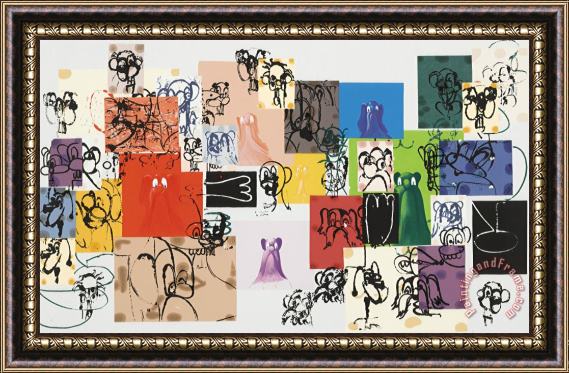 George Condo Paper Faces, 1999 Framed Painting