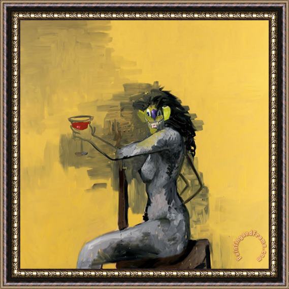George Condo The Cocktail Drinker's Wife Framed Painting