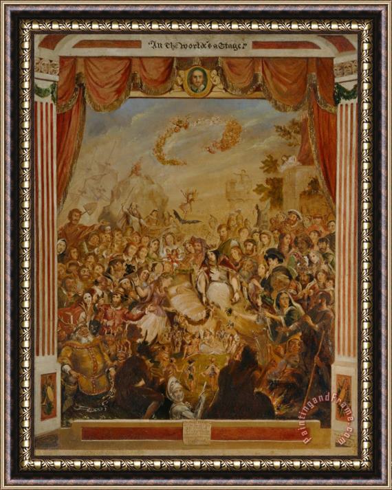 George Cruikshank The First Appearance of William Shakespeare on The Stage of The Globe Theatre Framed Painting