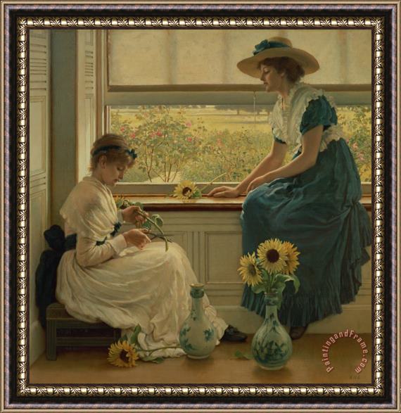 George Dunlop Leslie Sun and Moon Flowers Framed Painting