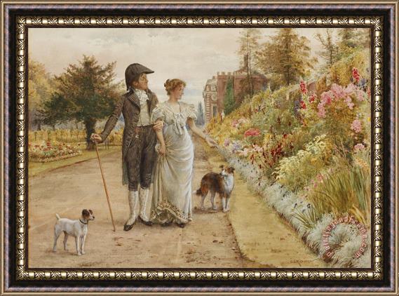 George Goodwin Kilburne A Garden Stroll Framed Print