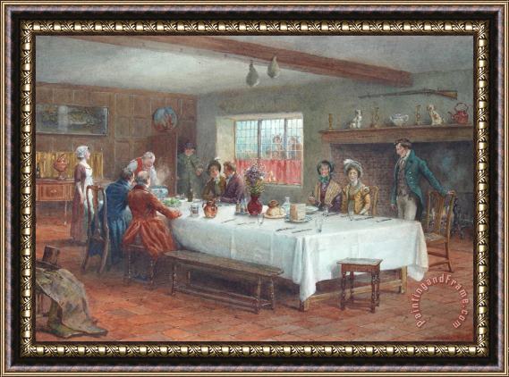 George Goodwin Kilburne A Meal Stop at a Coaching Inn Framed Painting
