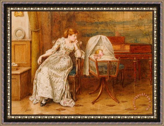 George Goodwin Kilburne An Interior With A Mother And Child Framed Print