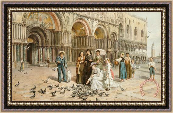George Goodwin Kilburne The Pigeons Of St Mark S Framed Painting