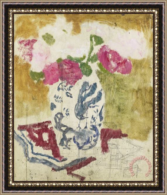George Hendrik Breitner Vase with Pink Flowers Framed Painting