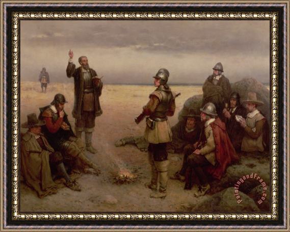 George Henry Boughton The Landing of the Pilgrim Fathers Framed Painting