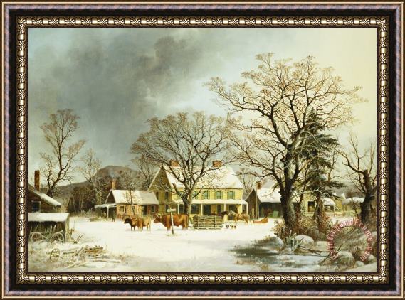George Henry Durrie Seven Miles To Salem Framed Painting