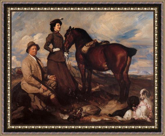 George Lambert Miss Alison Preston And John Proctor on Mearbeck Moor Framed Painting