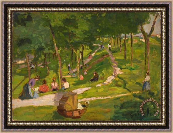 George Luks New York Park Framed Painting