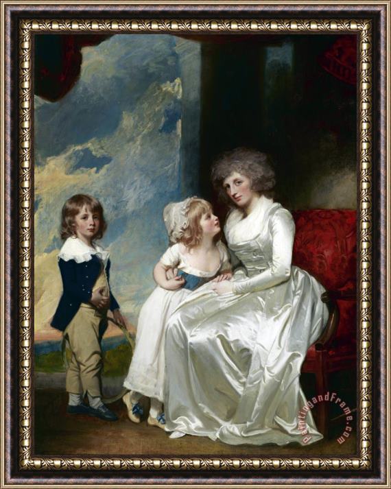 George Romney Henrietta, Countess of Warwick, And Her Children Framed Painting