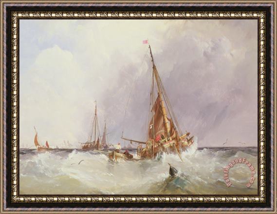 George the Elder Chambers Shipping In The Solent 19th Century Framed Painting